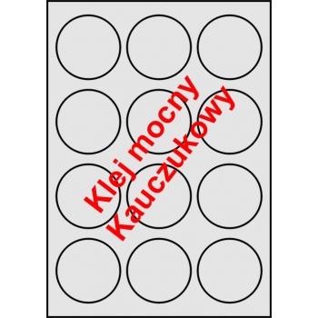 Etykiety A4 klej wzmocniony Kółka Fi 60 mm